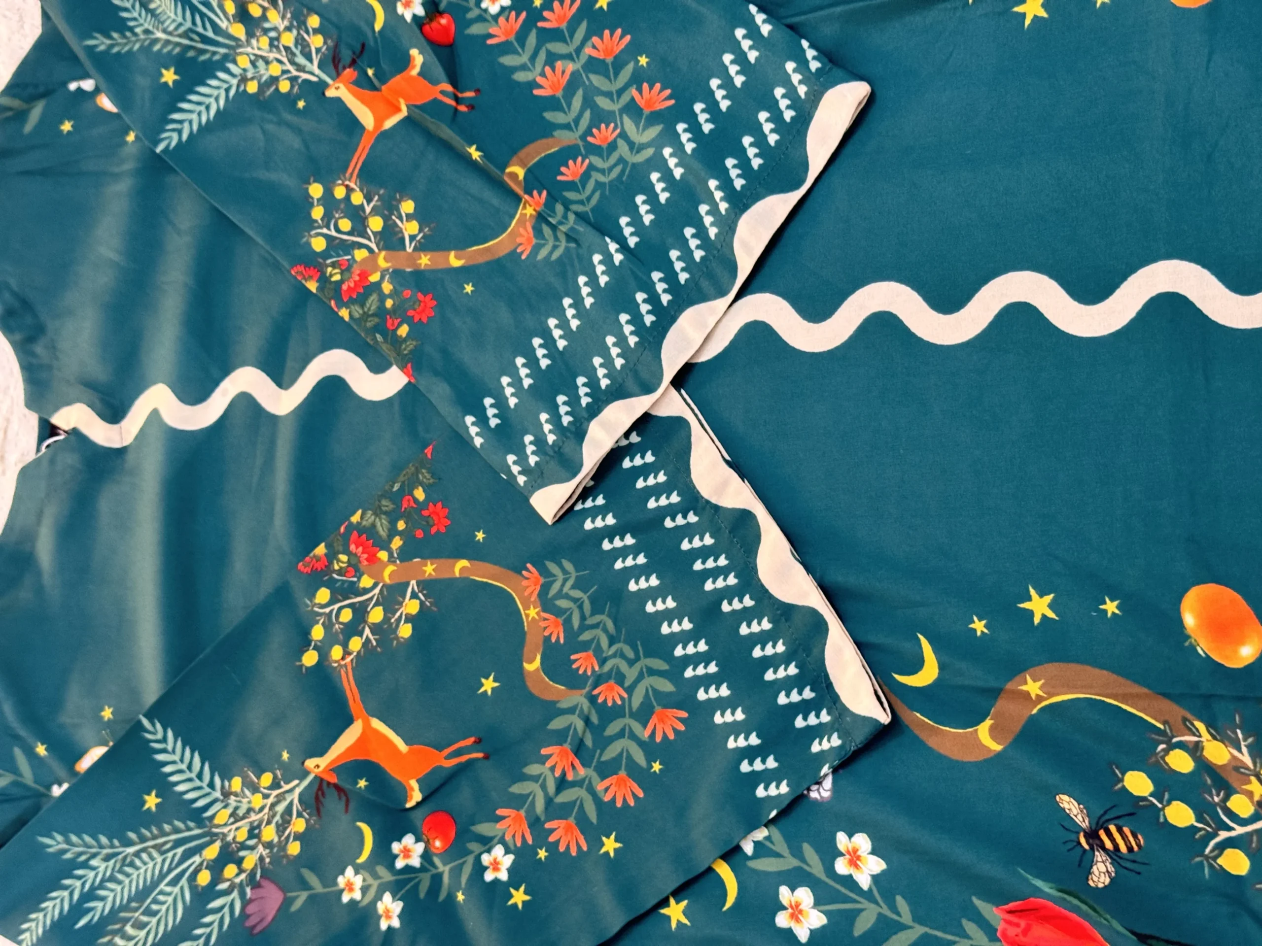 Teal Printed Silk Long Kurta (Stitched) by Reshyle - alternate view 4